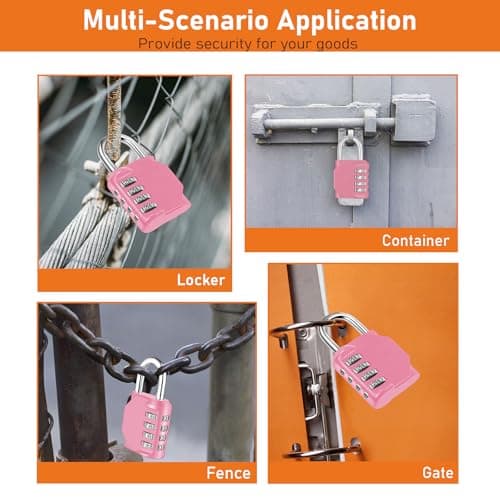 NAGE Padlocks with Code, Combination Padlock for Gym Locker (1P, Pink) — view 6