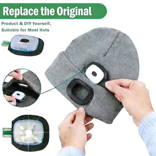 USB Rechargeable Light for LED Beanie Hat, 4 Pack Replaceable Headlamp for Knitted Cap, Super Bright Hands-Free Torch with 3 Modes, DIY Clip-On Light for Dog Walking, Night Running, Camping, Fishing — view 6