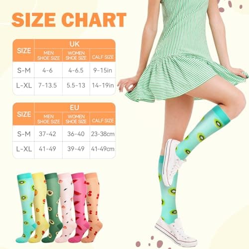 Compression Socks for Women & Men 6 Pairs 20-30 mmHg Travel Flight Socks — view 2