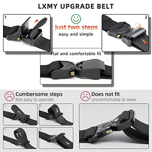 LXMY Tactical Belt,Work Belts for Men,Military Hiking Heavy Duty Belt for 1.5 Inch,Nylon Webbing Tool Belt,Gift With Quick Release Buckle — view 3
