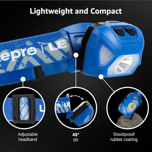 Lepro Head Torch, 2 Pack Super Bright LED Headlamp 6 Lighting Modes — view 5