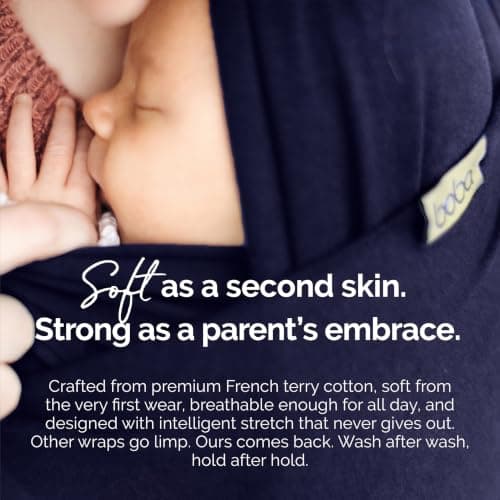 Boba Baby Wrap Carrier - Stretch Cotton Newborn Sling, Navy Blue — view 5