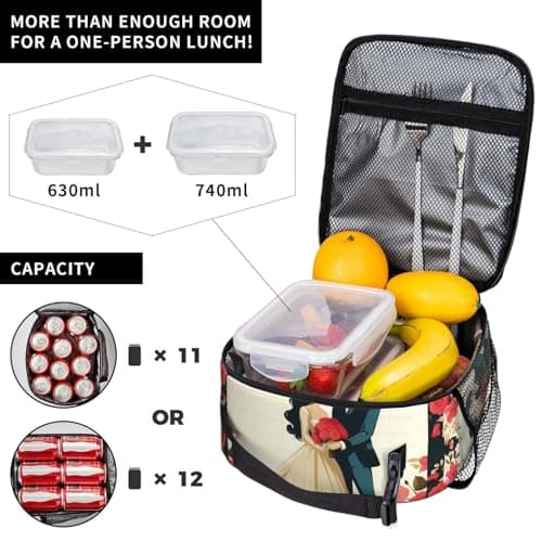 KKLWEGU Just Married Lunch Bag Insulated Reusable Lunch Box Large Capacity Leakproof Lunch Cooler Totes Meal Bags For Women Men Work Office Picnic Travel — view 4