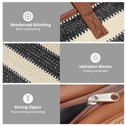 KALIDI Women Straw Tote Bag Summer Beach Woven Shoulder Handbag with Zip — view 6