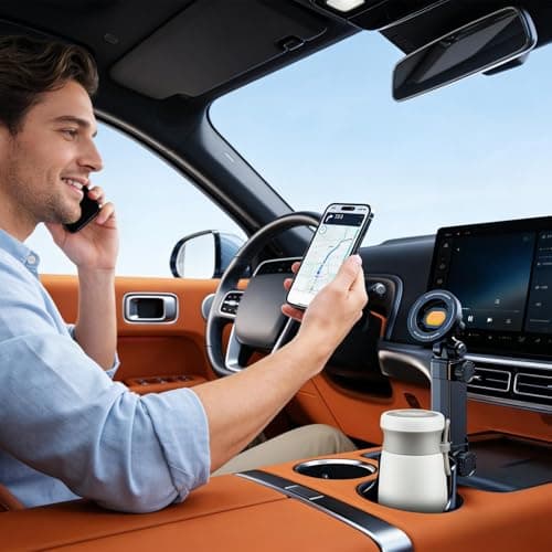 Sunlitpqrny Phone Cup Holder for Car | 2-in-1 360 Rotating Magnetic Non-Slip,Cup Phone Holder for Car,for Vehicle Truck SUV RV Sedan Van Road Trip Travel Driving Driver Men Women — view 2