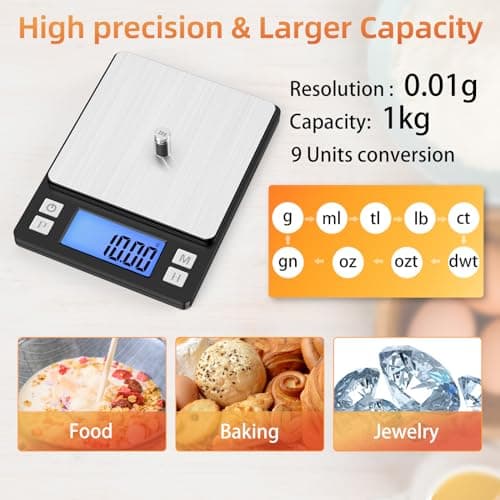 BOMATA 0.01g/1kg Small Digital Gram Scale Jewelry Scale with Larger Display — view 3