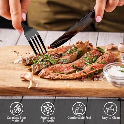 HOTUT Travel Cutlery Set with Portable Pouch Case, 9 Pcs Camping Cutlery Set with Bottle Opener Straw Spoon Knife Fork, Stainless Steel Flatware Set Portable Utensils for Outdoor Travel Picnic Office — view 3
