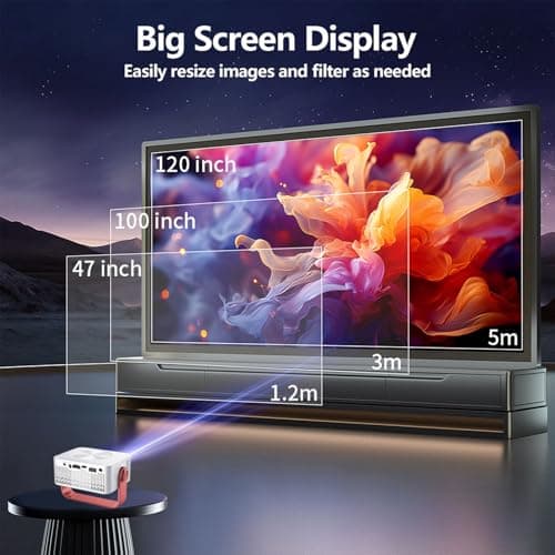 Lazmin112 1080P Portable Projector, Full HD WiFi Mini Projector with 360 Degree Rotation Auto Correction, Compatible with TV Stick Laptop Smartphone for Home Outdoor Movie Gaming (UK Plug) — view 2