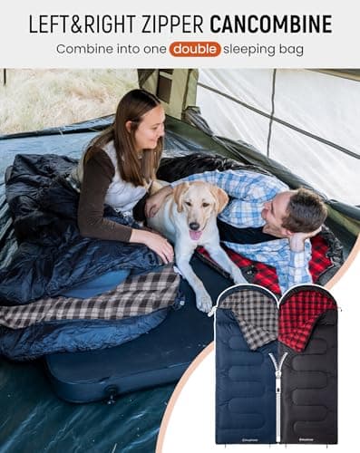 KingCamp Adult Sleeping Bag,100% Cotton Flannel Lining, Comfort 7℃,Black-L — view 5