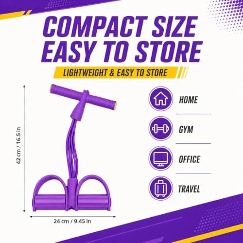 6 Tube Resistance Band with Pedal - Elastic Sport Home Fitness Elastic Stretcher with Non-Slip Handles for Abdominal and Full Workout — view 3