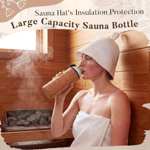 Skybooly 34 oz Sauna Water Bottle with Sauna Hat,White — view 2