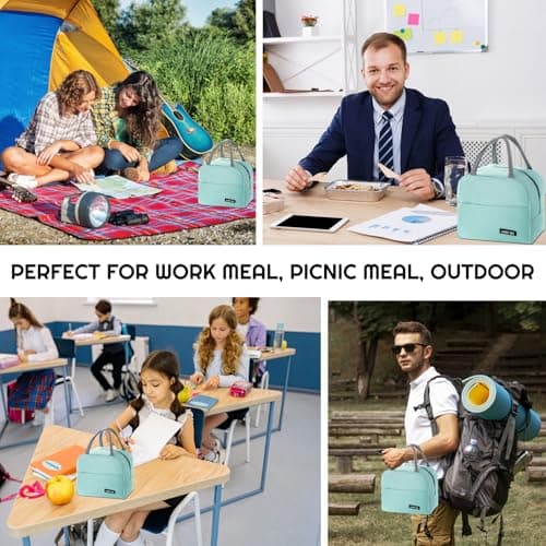 SUOXU Insulated Lunch Bag for Men Women Kids Cool Bag- Reusable Thermal Food Bag Ice Pack with Leak-Proof Liner, Cooler Tote for Work, School, Picnic & Travel (5L - Light Green) — view 4