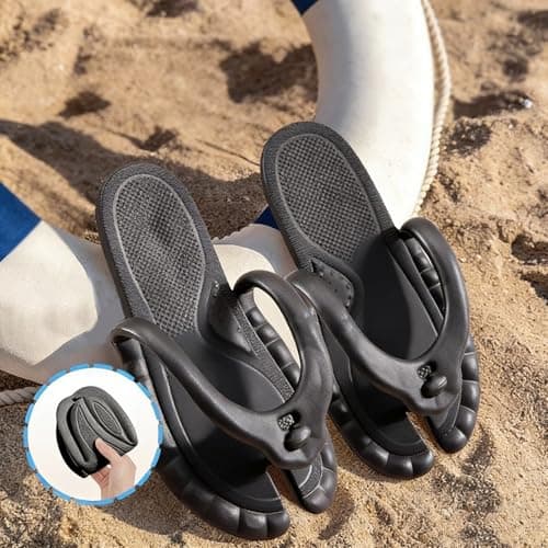 Unisex Travel Foldable Flip Flops Men Summer Portable Indoor Outdoor Shoes Non-Slip Rubber Sole Thong Sandals Beach Pool Sandals Massage Detachable Slider Shoe House Spa Yoga Open Toes Slippers — view 2