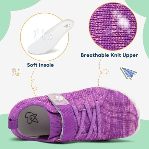 JOINFREE Kids Walking Shoes Wide Hiking Sneakers Girls Sports Tennis Trainers Non-Slip Boys School Sneaker Purple UK Child 11 — view 4