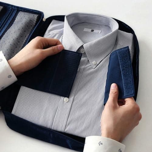 Waterproof Polyester Travel Shirt Tie Storage Organizer Navy Blue — view 4