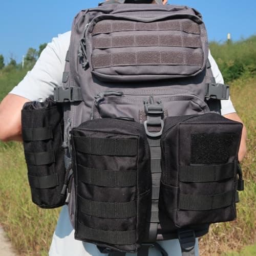 Molle Bag 3 Pack Tactical Waist Bags with 12 Accessories Multifunctional Fanny Pack Compact Belt Bag Bum Bag EDC Pouch for Camping Cycling Training — view 6