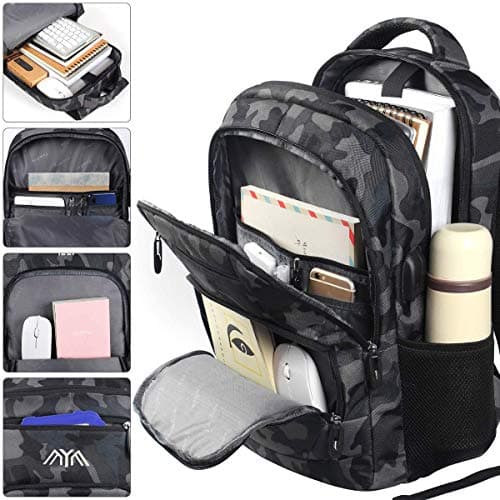School Backpack Boys / Girls / Teenagers, Backpack School, Laptop Backpack for Men / Women, Daypacks Business Backpack with USB, Camouflage, 15,6 Zoll, Rucksack — view 6
