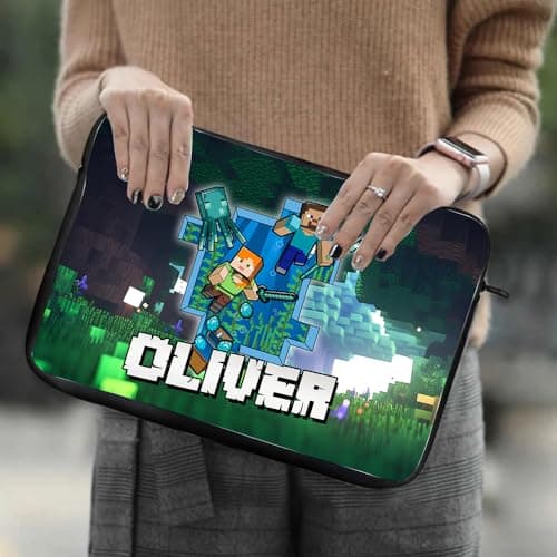 Personalised ANY NAME Cool Pixel Art, Video Gamer Lover, Gaming Enthusiast, Gift for Kids, Back to School, Laptop Sleeve/Cover. (14") — view 4