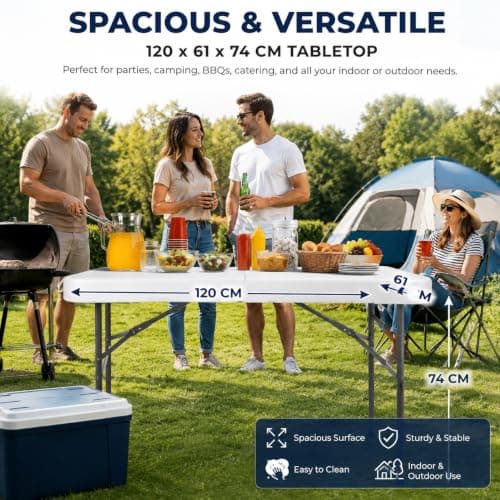 ACCURATE Heavy Duty Folding Camping Table (WHITE, 4FT) — view 2