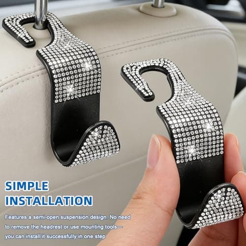 4PCs Car Seat Hooks,Bling Car Headrest Hooks,Back Seat Headrest Hanger — view 6