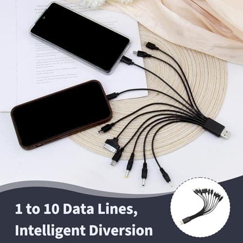 10 in 1 Charger Cable, Universal USB Charging Cable for iPhone, Samsung Galaxy, Huawei, OnePlus LG Android Devices, 20cm Fast Charging Cable with Multi Charger Connectors for Travel, Home, Office Use — view 6