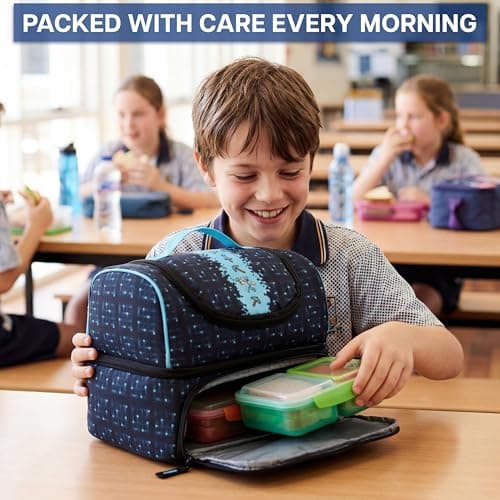 Get Trend Minecraft Kids Insulated Lunch Bag, Dual Compartment Lightweight Cooler Bag with Handle for Kids Lunch Box & Snacks, Travel School & Picnic Food Carrier, Gamer Gifts for Boys (Multi) — view 6