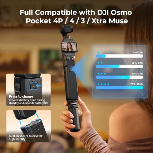 SMALLRIG Pocket 4P/4/3/Xtra Muse Battery Handle 5000mAh with Tripod for DJI — view 5