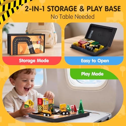 hahaland Mini Magnetic Tiles Set Road Magnetic Building Blocks with Case — view 3