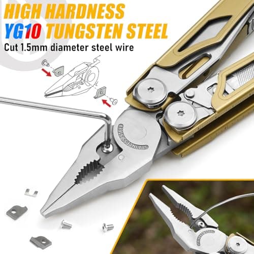 BIBURY Multitools, Multi Tool Foldable Pliers Screwdriver-Gold BI2045D Pro — view 3