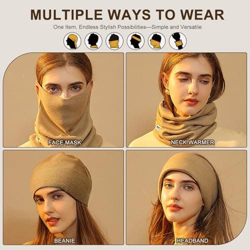 TAGVO Knitted Neck Warmer for Women, Winter Snood Scarf Thermal Neck Gaiter, Multifunctional Windproof Ski Balaclava for Outdoor Sports Motorcycle Skiing Running Cycling — view 6