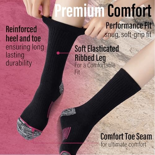 The Essentials Wardrobe 6PK Ladies Thermal/Outdoor Socks - UK 4-8/EU 37-41 - Black — view 5
