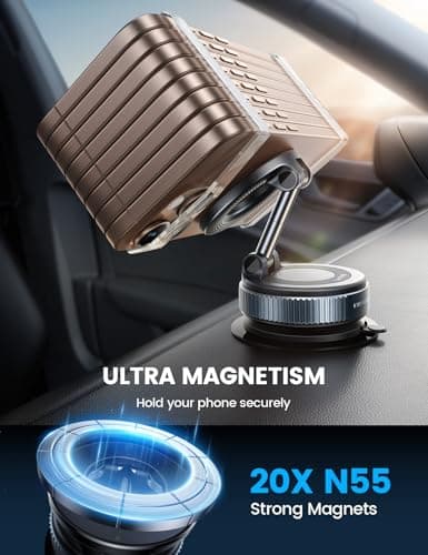 Lamicall Vacuum Magnetic Car Phone Holder, Upgraded Suction Cup Car Mount for Magsafe, 360° Rotatable for iPhone 17 16 15 13 12 Pro/Max/Plus/Air/Mini on Mirror, Smooth Surface, Windscreen - Black — view 5