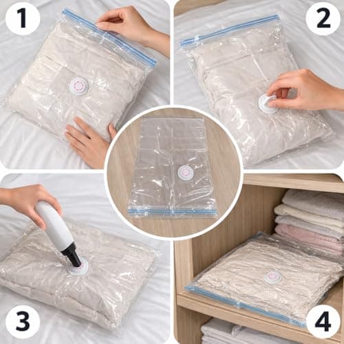 DOMIRA Vacuum Storage Bags Space Saver Bags for Clothes, Duvets, Bedding, Pillows & Blankets – Double Zip Airtight Seal – Reusable Heavy Duty Vacuum Bags for Wardrobe, Moving & Travel – Large 6 Pack — view 6