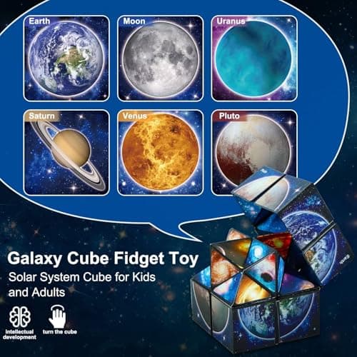 Infinity Cube, Fidget Cube for Kids, Cubes for Travel Entertainment, Cubes for Children Space Solar System Fidget Puzzles Smart Games, Gift for Boys Girls Multicolor — view 4