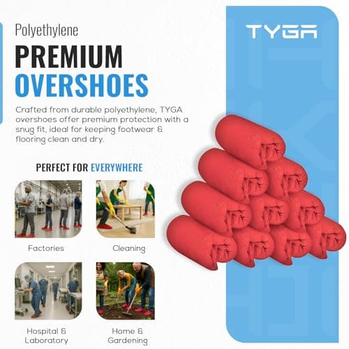 TYGA Waterproof Shoe Covers Disposable, CPE, Red, Pack Of 100 — view 2
