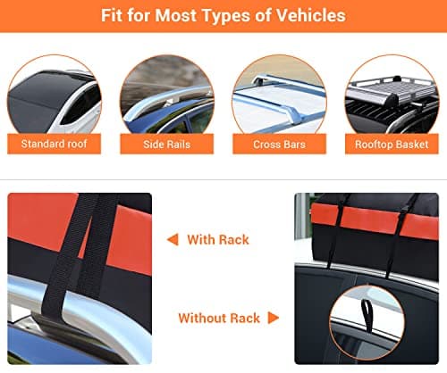 Ohuhu Car Roof Bag, 21 cu ft/ 595 L Roof Box for Car with/without Roof Rack — view 4