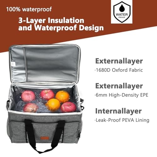 BSDLZCH 35L Insulated Cool Bag, Thermal Picnic Cooler — view 4