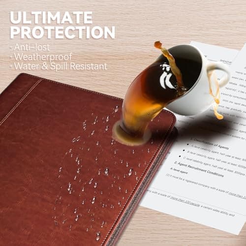GUYUCOM A4 Portfolio Folder – PU Leather Document Organizer with Zipper, for Conference & Travel, Personal Agenda Wallet,Gift for Men and Women – Brown — view 3
