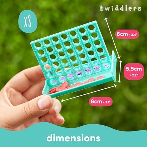 THE TWIDDLERS 8 Mini Four In A Row Board Games, 4 Assorted Colours - Multipack Perfect Mini Game Birthday Party Bag Fillers for Kids, Unisex Connect Challenge, Classroom Gifts & Rewards — view 4