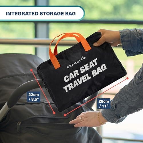 Bramble - Car Seat Travel Bag for Airplane Gate Check - Water Resistant Ballistic Nylon Car Seat Bag with Padded Neoprene Straps, Carry Pouch & ID Window - 80 x 45 x 45cm (Black) — view 6