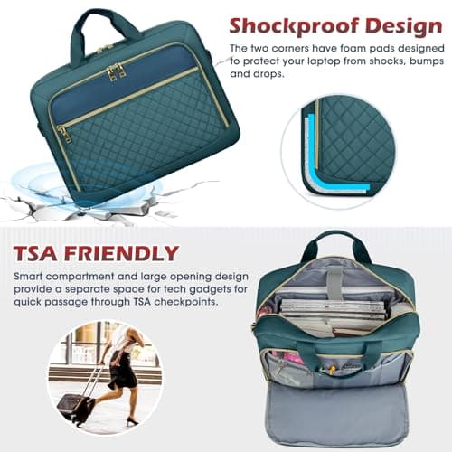 NEWHEY Laptop Bag for Women 17.3 inch Large Briefcase Teacher Work Bag — view 6