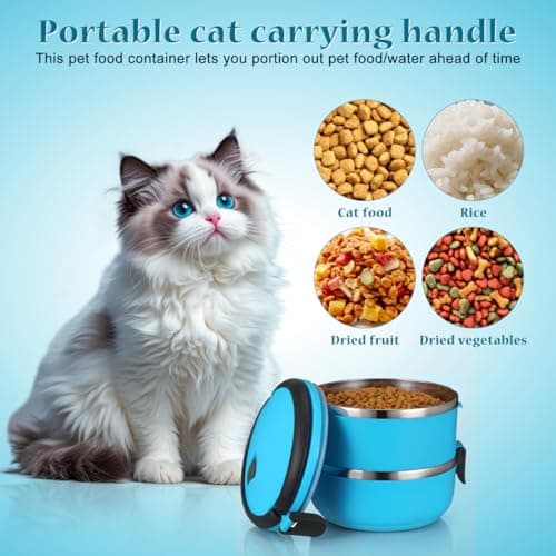 DOITOOL Pet Travel Bowl Double Layer Dog Water Bowl with Handle Leak Proof Food Grade Portable Feeding Container for Outdoor Travel Stackable 2 in 1 Pet Food and Water Storage — view 5