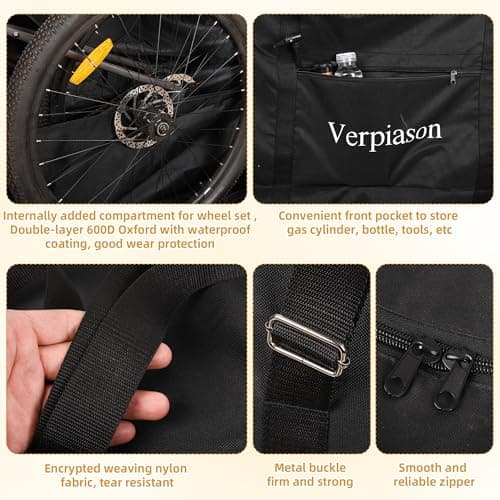 Verpiason Folding Bike Carry Bag for 26-29 inch Folding Bike MTB Road Bike Transport Carrying Case — view 6