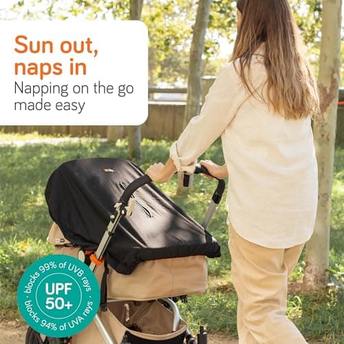 Baby Uma Pram Sun Shade (0-6 Months) - UPF 50+, Breathable Blackout Mesh Pram Cover with Zip-up Window, Blocks 99% of UVB Rays & 94% of UVA Rays (+ Travel Bag) — view 2