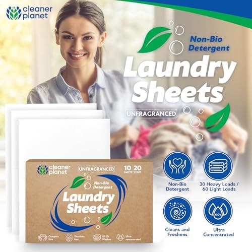 SOL 30pk Laundry Sheets - 60 Loads Unscented - Washing Sheets Detergent — view 3