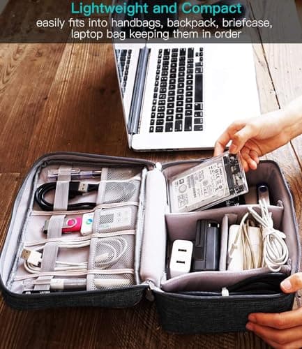 HCFGS Travel Cable Organiser Bag, Electronics Accessories Organizer Bag, Universal Carry Travel Gadget Bag for Cables, Power Bank,USB Drive, Charger Hard Disk (Black) — view 3