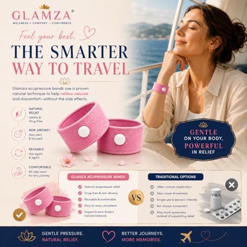 Anti-Sickness Travel Bands - Acupressure Wristbands for Motion Sickness and Nausea Relief (X6 Pairs (Pink)) — view 6