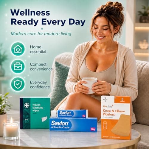 Savlon Antiseptic Cream 30g Bundle with 10 Cleansing Wipes & 5 Fabric Plasters | Travel & Home Care Essentials Kit — view 6