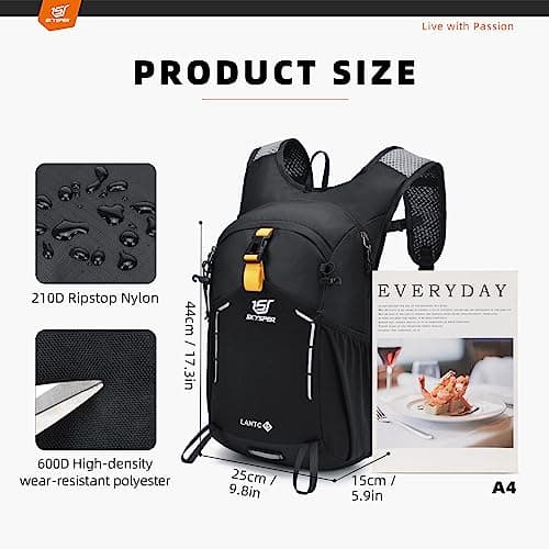 SKYSPER Small Hiking Backpack - 15L Travel Rucksack Lightweight Daypack with Chest & Waist Strap Water Resistant Walking Backpack for Women Men — view 6