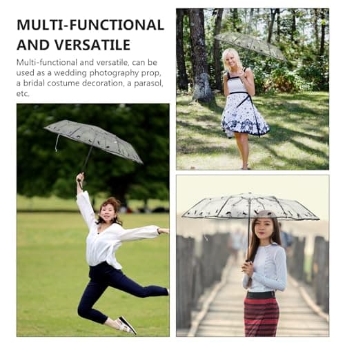 SOIMISS Lightweight Iron for Hanging and Travel for Compact out Sturdy Automatic to Folding Umbrella Portable Easy Store Pvc Materials Women Rain — view 3